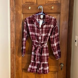 Blue Rain Burgundy Flannel dress